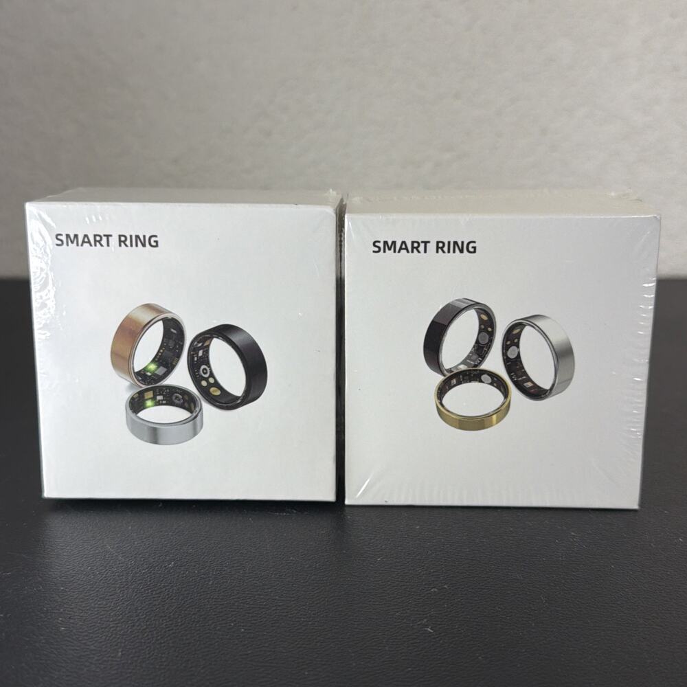 2-Pack Smart Ring Size 11 Black Gold IP68 Fitness Health Tracker New Sealed